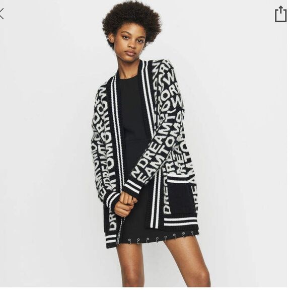MAJE Maison Lettered Dream Tomorrow  Oversized cardigan - Picture 2 of 7